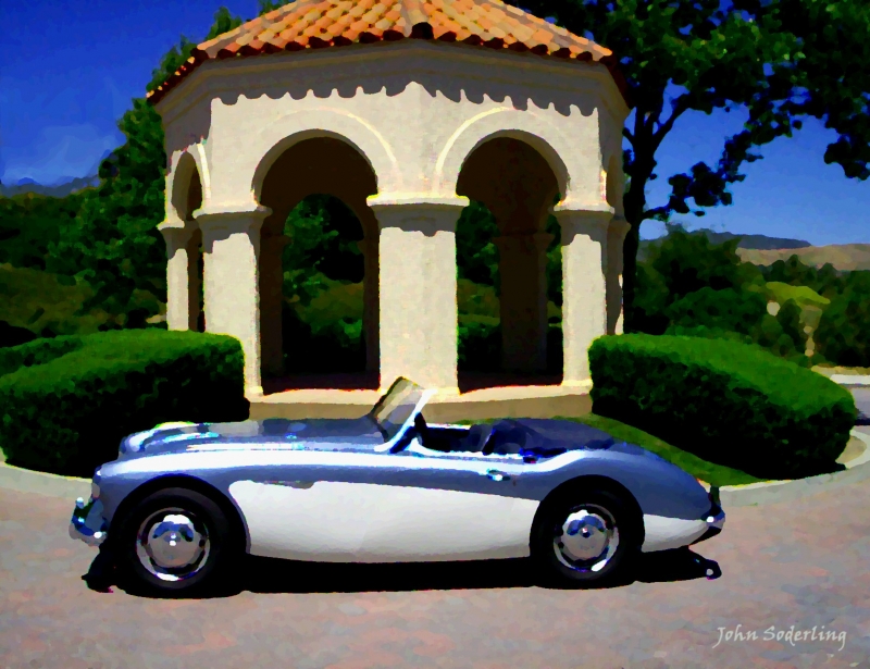 Steel_wheel_Healey_Gracing_the_gazebo_-_watercolor